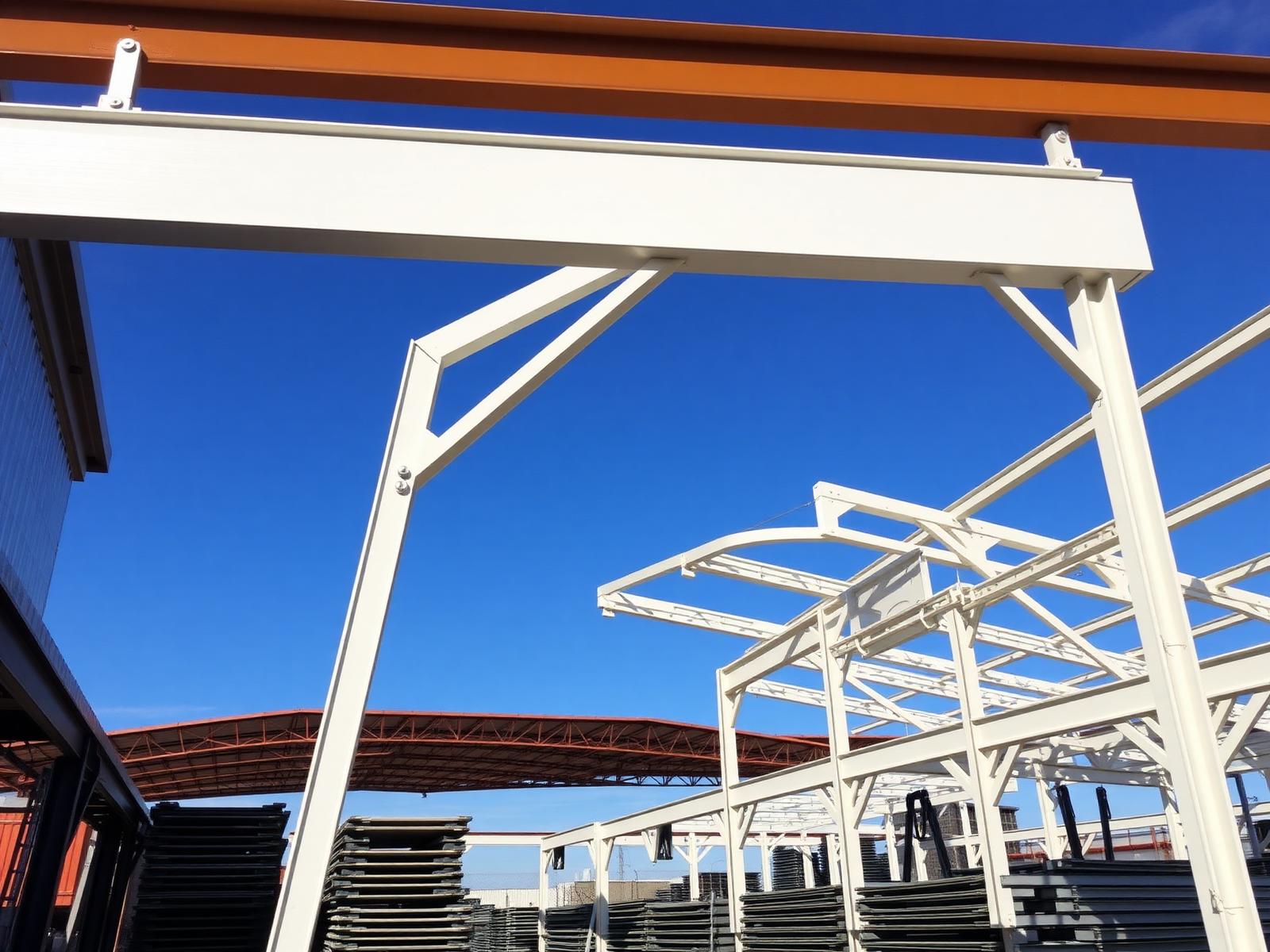 Fabricated steel trusses and framing produced in the workshop